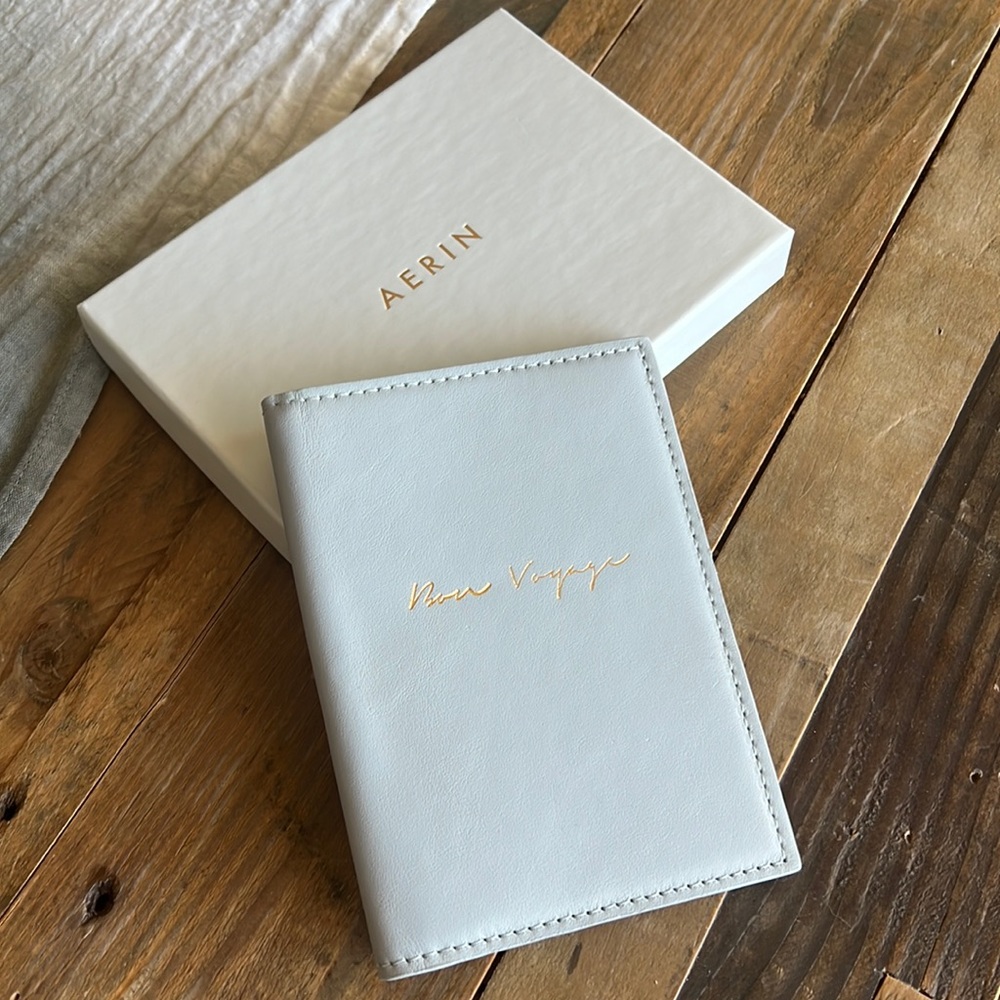 AERIN leather passport holder